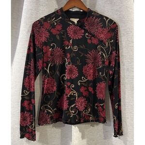 Vintage Y2K Womens Medium Sheer Nylon Sleeve Floral Shirt Top Fairy‎ Whimsigoth